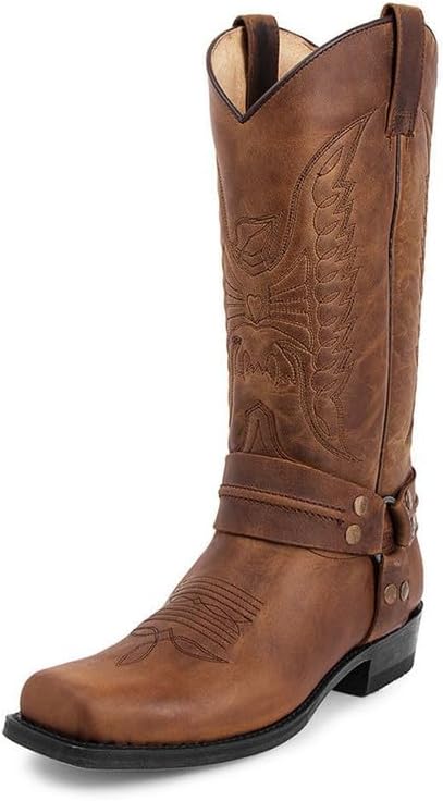 

Мужские западные сапоги ZZQTBCDKY коричневого и черного цвета, классические ретро сапоги с широким голенищем, ковбойские сапоги с широким голенищем, традиционные сапоги для страны, походные сапоги