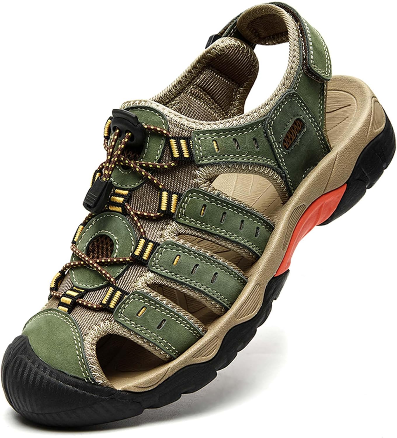 

Мужские спортивные сандалии DZBAJRQM с закрытым носком, летние водонепроницаемые сандалии для ходьбы, быстросохнущие водные сандалии, легкие пляжные и плавательные сандалии, обувь для рыбалки, размеры 5-14 US, зеленый