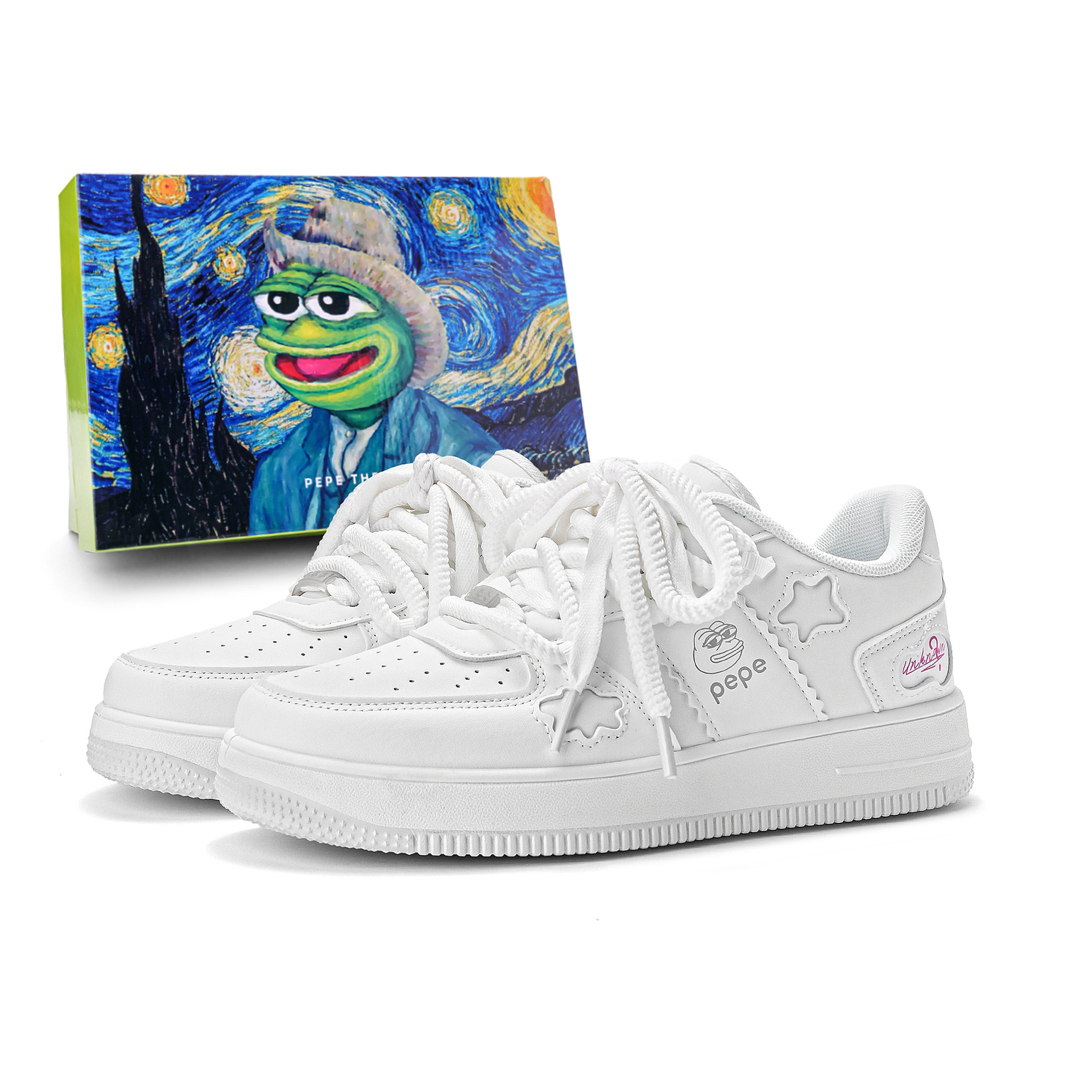 

Pepe The Frog Низкие скейтерские кроссовки унисекс белые, цвет White