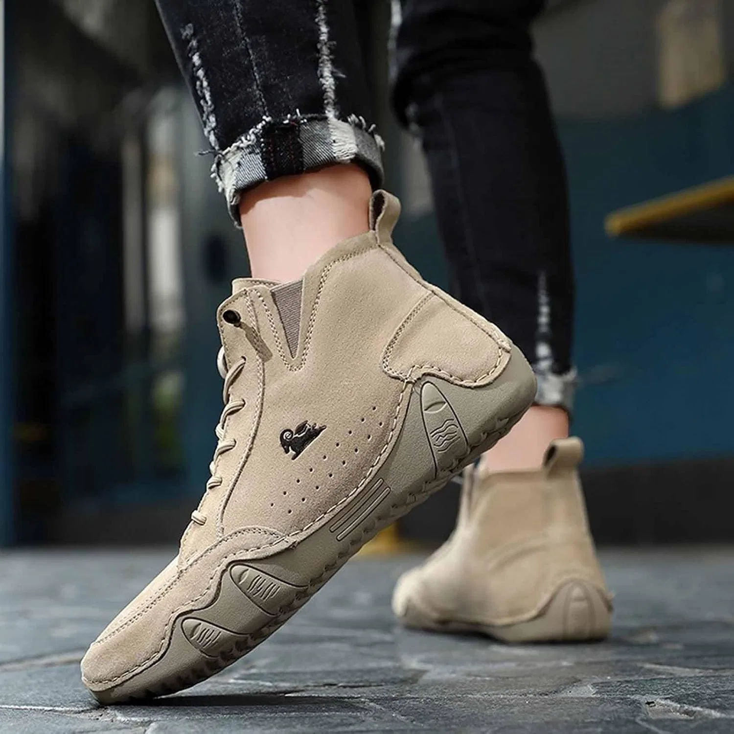 Зимние ботинки для ходьбы босиком из кожи Generisch, B03 Khaki — фото 3
