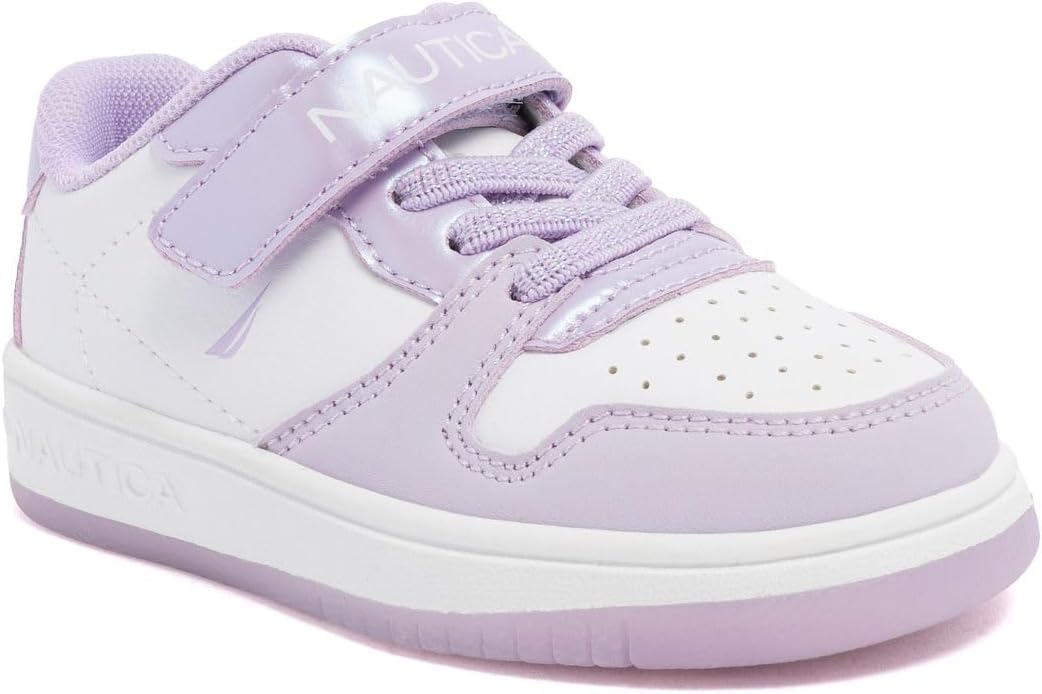 

Кроссовки Nautica для девочек с регулируемым ремешком и эластичными банджи-ремешками, Удобная повседневная обувь (малыши/дети младшего возраста), белый/сиреневый