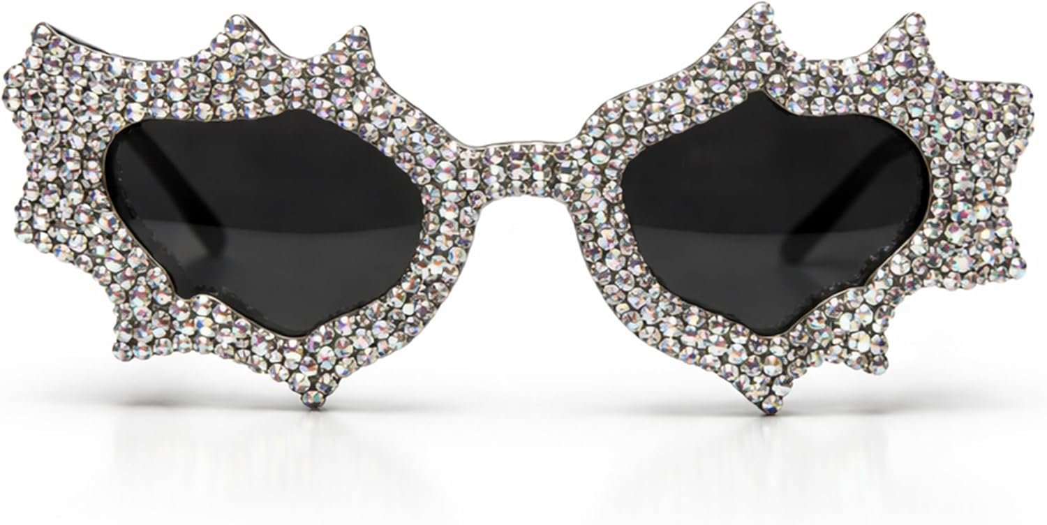 

bullabulling Винтажные солнцезащитные очки неправильной формы для женщин и мужчин в стиле панк-хип-хоп, забавные очки для вечеринок, защита от ультрафиолета UV400, Black/Ab