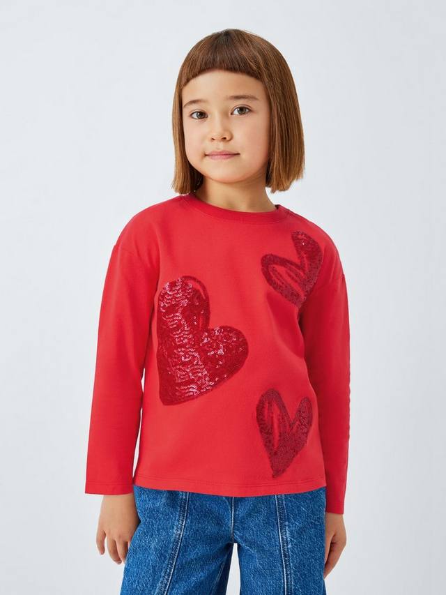 

Детский топ с пайетками в виде сердца John Lewis, Red