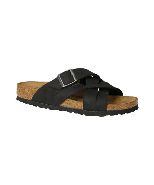 Тапочки из кожи Lugano Leoi Birkenstock, черный