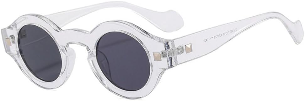 

MUTYNE Винтажные маленькие круглые панк-солнцезащитные очки для мужчин с заклепками, прозрачные линзы, солнцезащитные очки UV400 для женщин, серые солнцезащитные очки, Transparent Gray