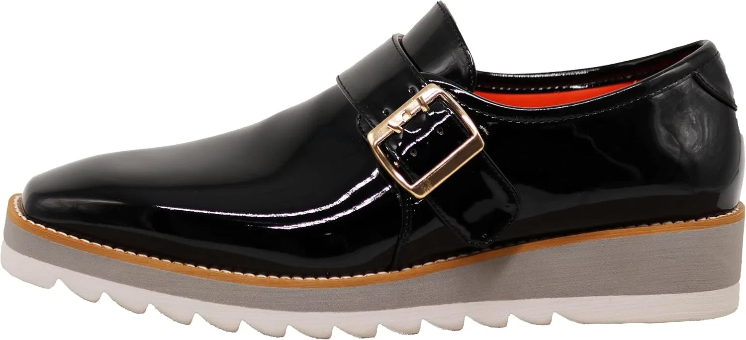 Мужские лакированные лоферы Enzo Romeo FREL с пряжкой и пряжкой, Black — фото 4