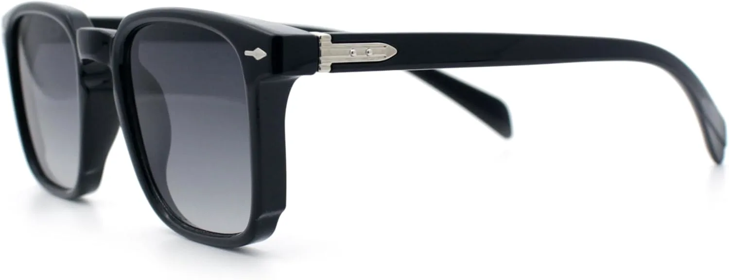 

SA106 Культовые солнцезащитные очки в стиле хипстер с вырезом-«замочной скважиной», прямоугольной оправой и роговым каркасом, в винтажном стиле, Black - Smoke