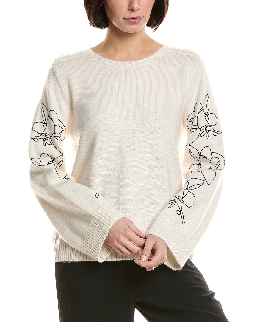 

Свитер T Tahari из джерси с цветочным принтом, белый