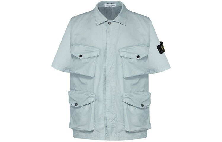 

Рубашка мужская жемчужно-серая Stone Island, серый
