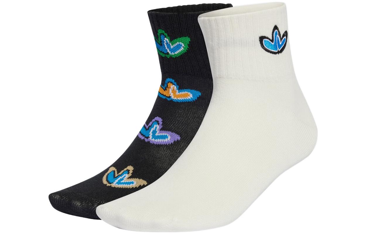 

Носки щиколоточные унисекс 2 шт Adidas Originals, 2 пары (Чёрный Белый)