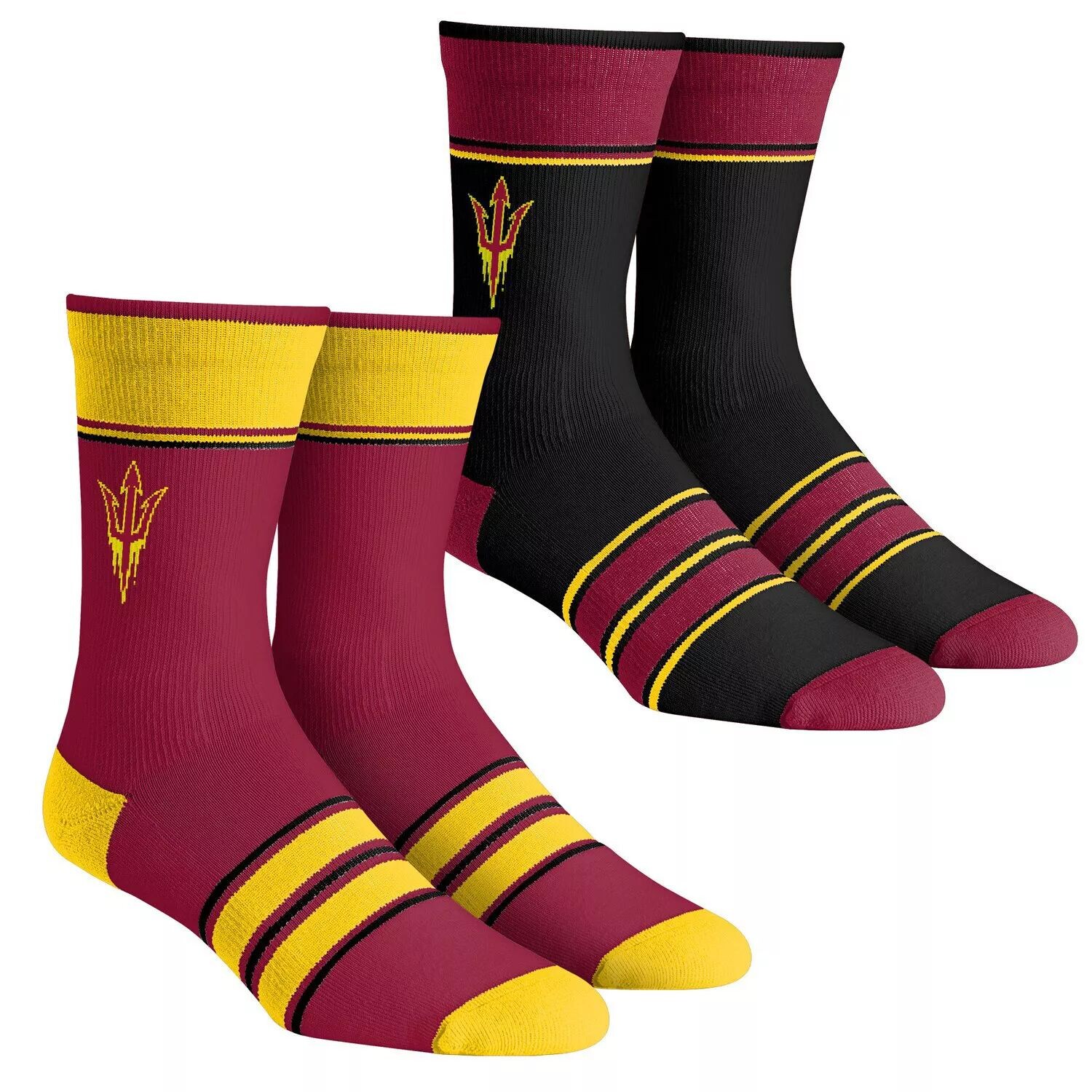 

Комплект из 2 носков Youth Rock Em Socks штата Аризона Sun Devils в несколько полосок Team Crew Unbranded
