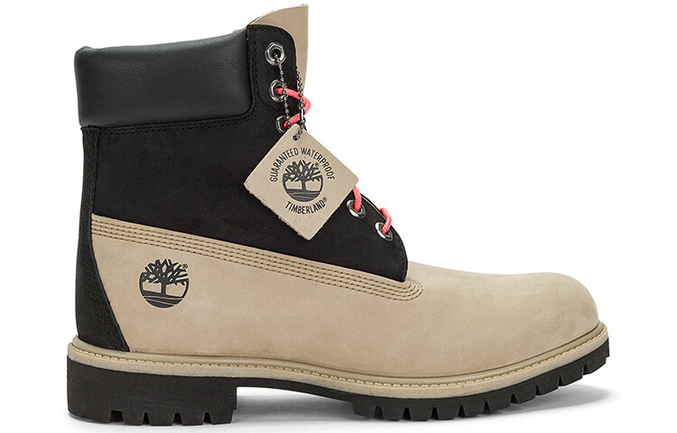 Мужские уличные ботинки Timberland высокие комбинированные, бежевый/черный — фото 2