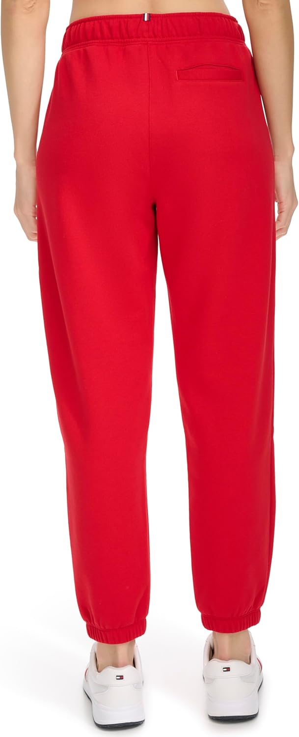 Женские флисовые джоггеры Tommy Hilfiger с вышитым флагом и эластичным поясом, Rich Red — фото 3