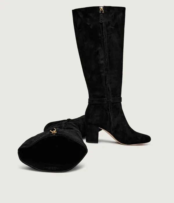 Кожаные сапоги Kellie на блочном каблуке Lauren Ralph Lauren, черный — фото 4