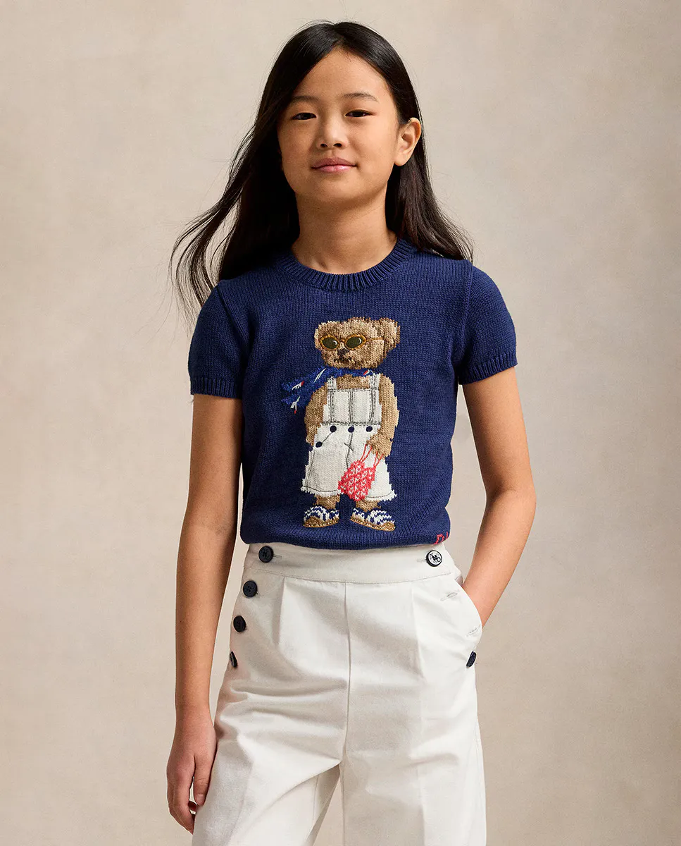 

Детская хлопковая футболка с коротким рукавом Polo Ralph Lauren, темно-синий