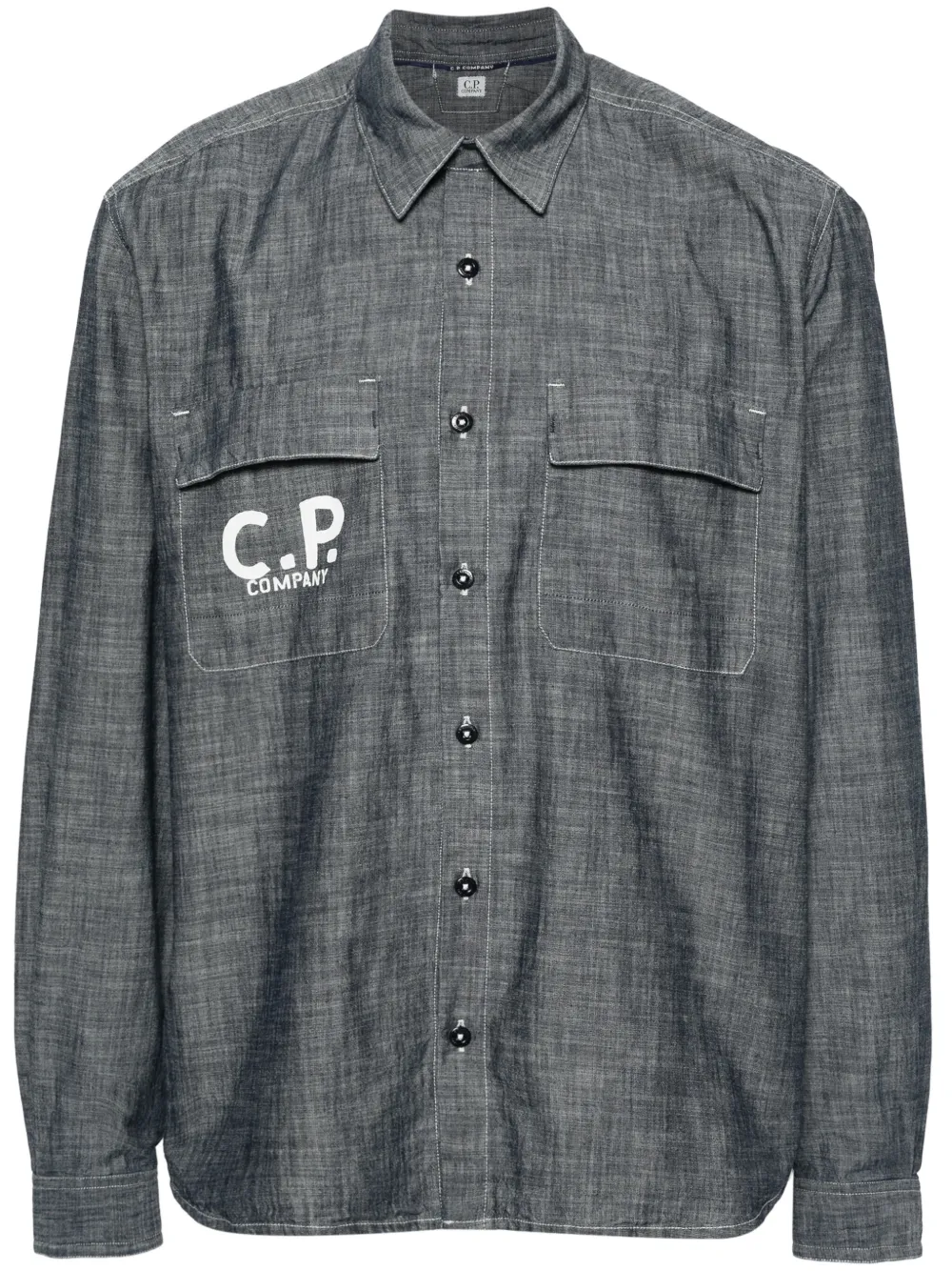 

Рубашка из ткани шамбре с логотипом C.P. Company, серый