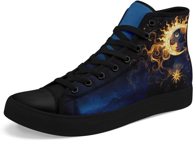 

Кеды на высокой подошве Sun Moon Star из холщовой ткани для женщин и мужчин, черные и белые модные туфли, шнуровка, стильные, унисекс, для прогулок и повседневного ношения Awsole