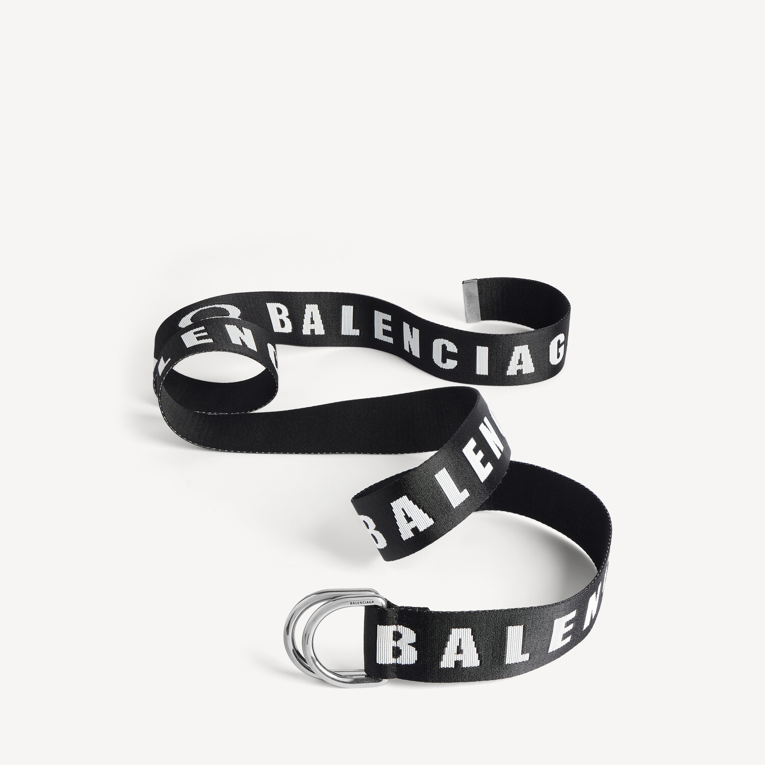 Мужской ремень с d-образной пряжкой в черно-белом цвете BALENCIAGA, черный/белый — фото 2