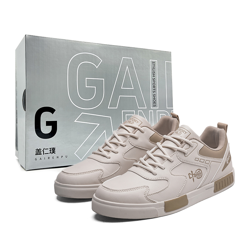 

Gai Renpu Скользоустойчивые водонепроницаемые амортизирующие низкие скейтбордские кроссовки мужские - бежево-коричневый [Box], цвет Beige Brown[Box]