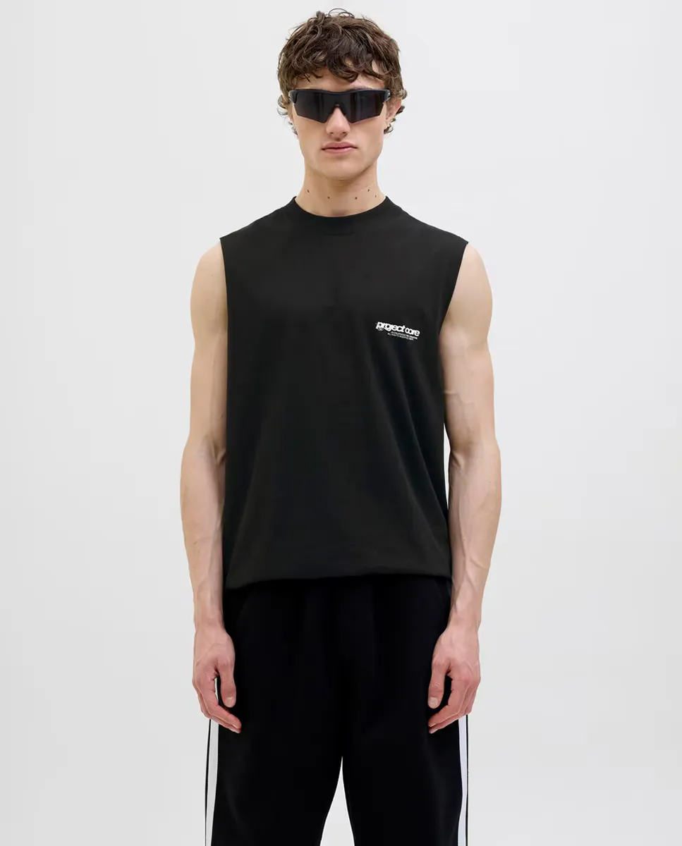 

Мужская футболка без рукавов с принтом сбоку и сзади Jack & Jones, черный