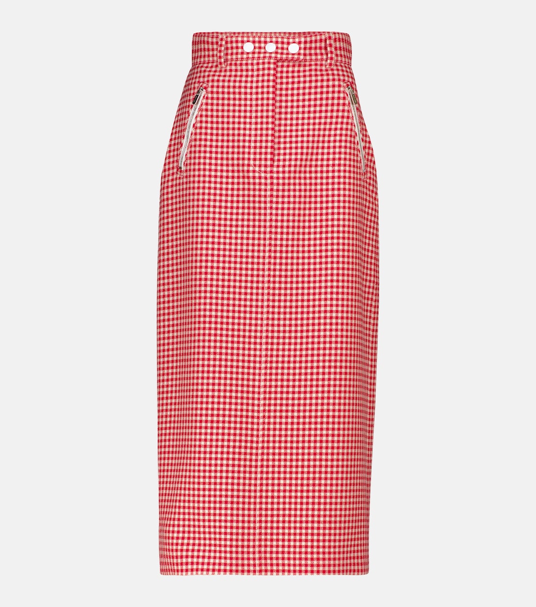 

Юбка-карандаш из натуральной шерсти с узором гусиная лапка Miu Miu, Rosso