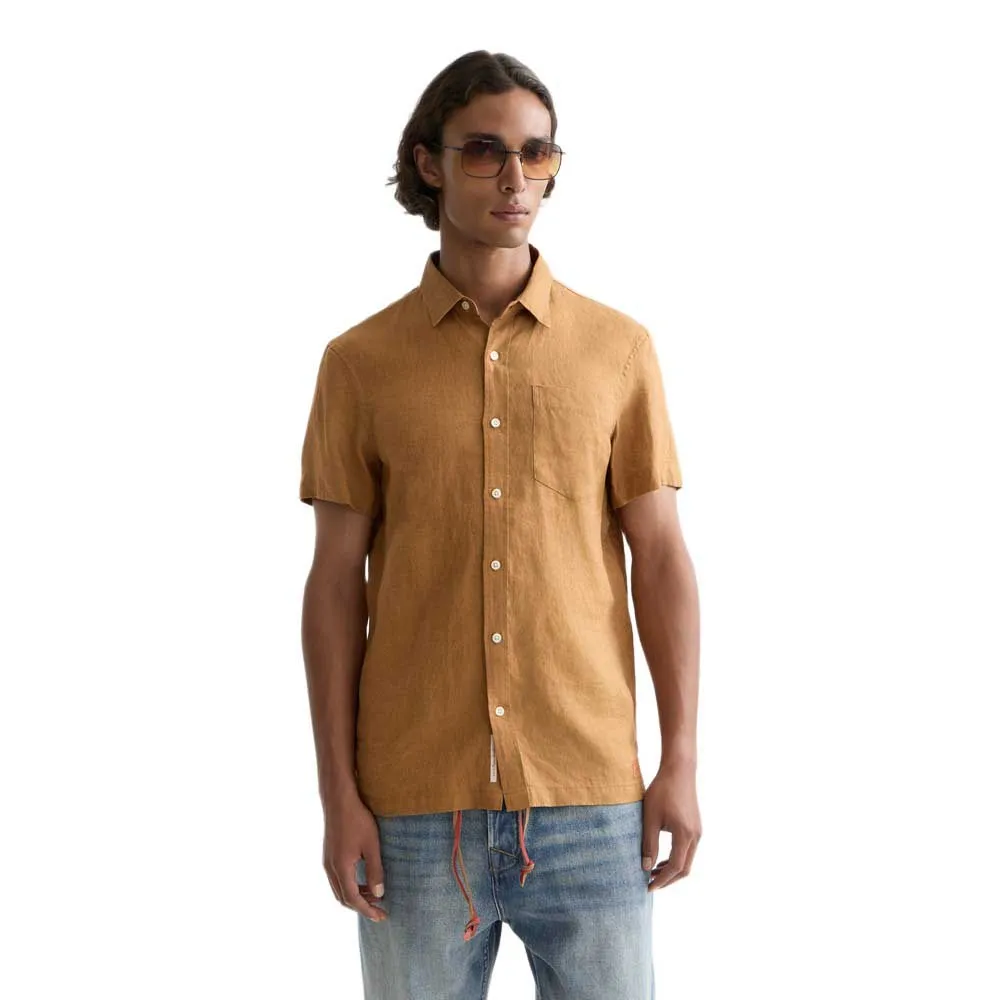 

Рубашка с коротким рукавом из льна Scotch & Soda Seasonal Core Linen Regular Fit, коричневый