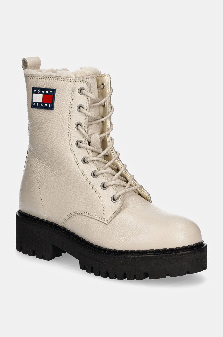 

Кожаные байкерские ботинки Tommy Jeans TJW URBAN BOOT TUMBLED LTR WL, бежевый