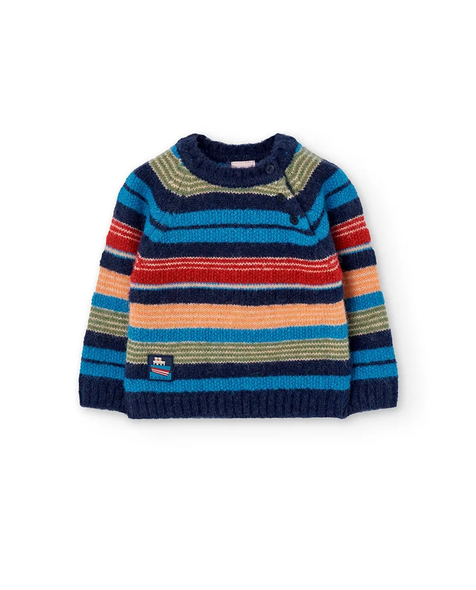 

Детский джемпер с полосатым принтом и круглым вырезом Boboli, мультиколор