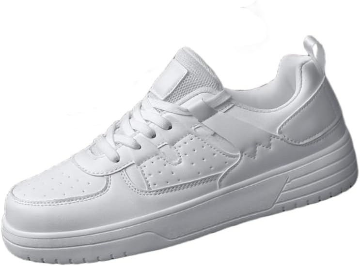 

Мужские низкие кеды для скейтборда - удобные повседневные кроссовки на шнуровке с противоскользящей подошвой для прогулок на открытом воздухе и повседневного стиля в любое время года Fusecottc, белый