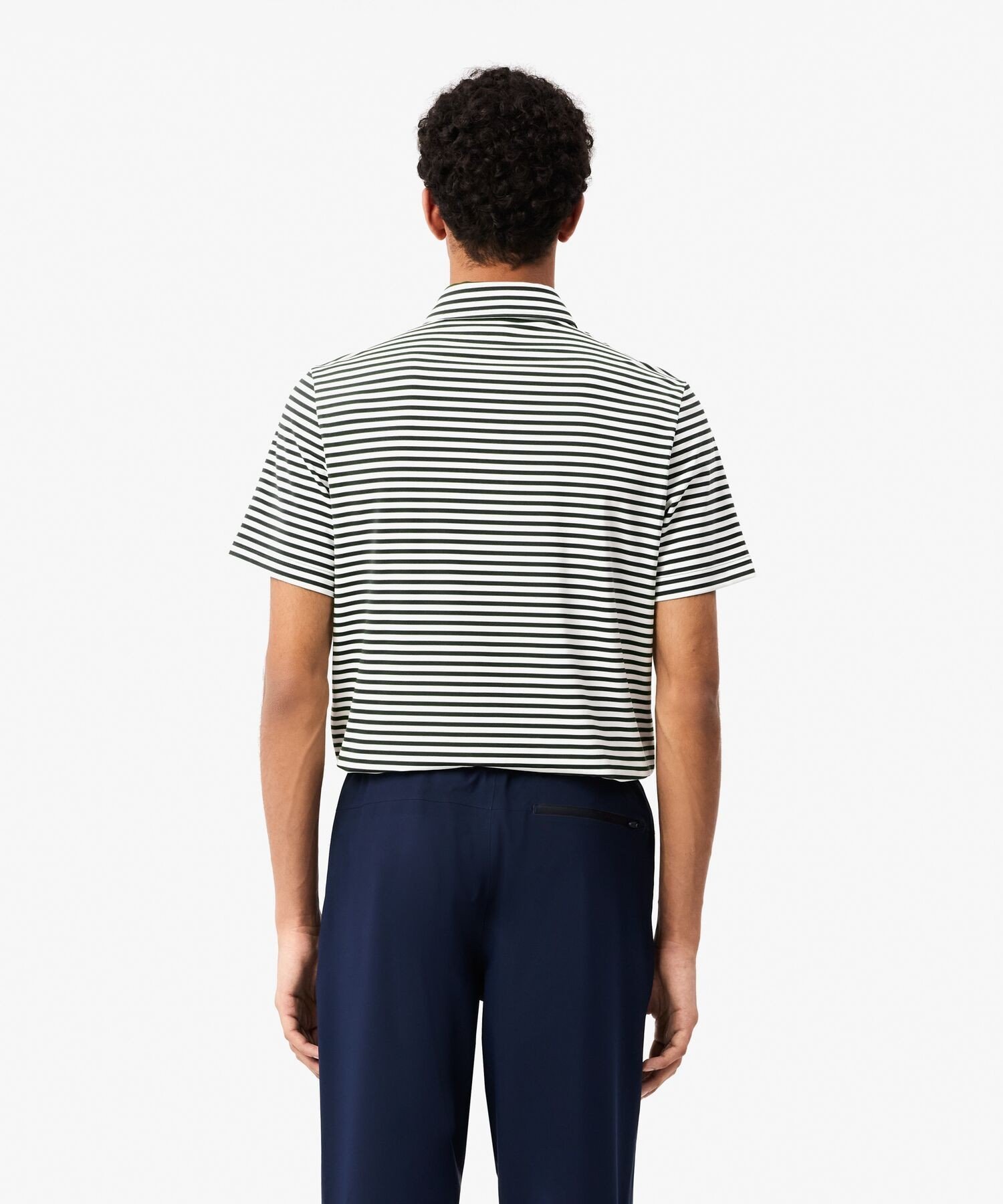 Футболка-поло LACOSTE Ultra Dry, с полосками, защита UPF50+, Green — фото 2