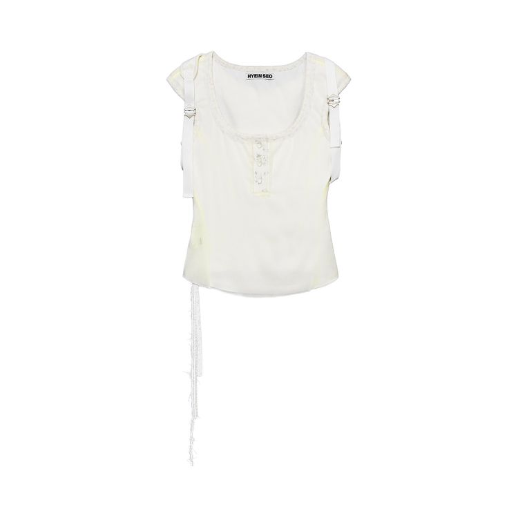 

Топ Hyein Seo Back Strap Henley Top 'White', белый