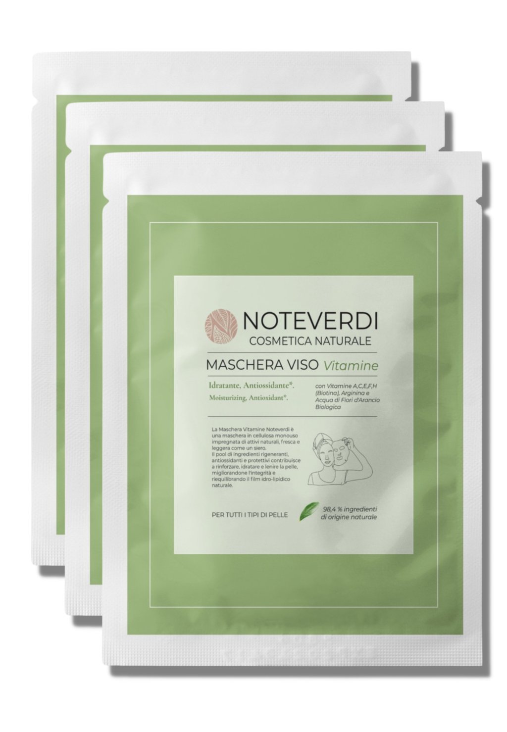 

Маска для лица Set Vitamines Recharge Masks X 3 NOTEVERDI COSMETICA NATURALE, белый