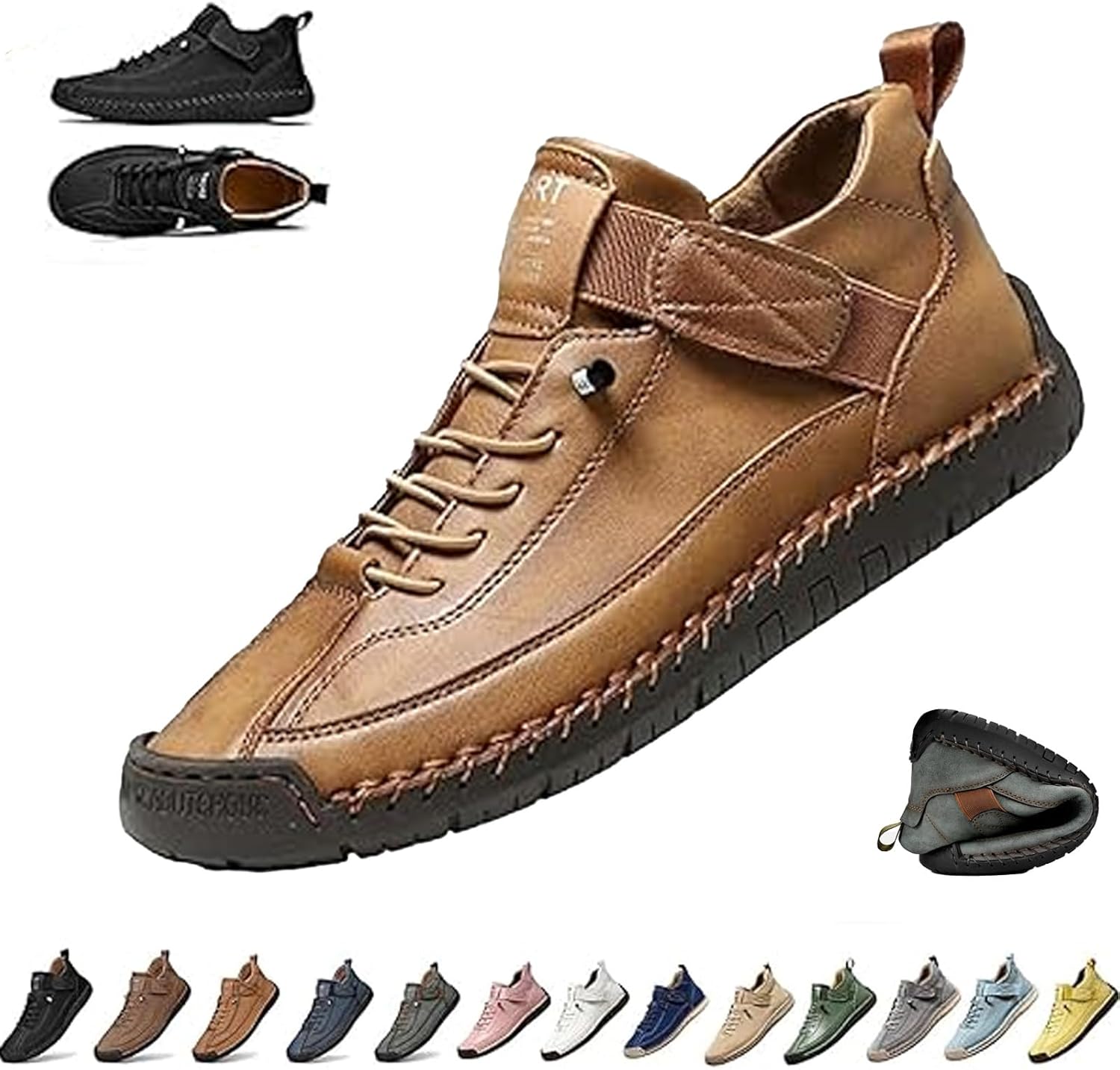 

Женские ручной работы кожаные ортопедические комфортные туфли, унисекс удобные ортопедические кроссовки, мужские слипоны для ходьбы Ghtrhsb, коричневый