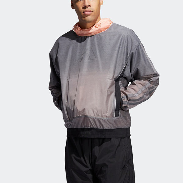 Куртка basketball sports contrasting colors hooded logo jacket gray Adidas, серый — фото 2