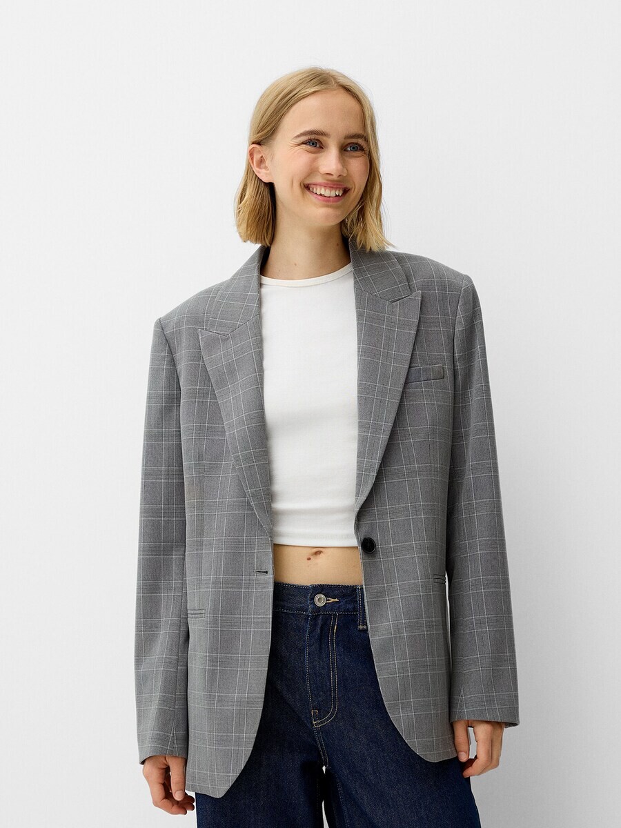 

Классический блейзер Bershka Blazer, цвет grey/light grey