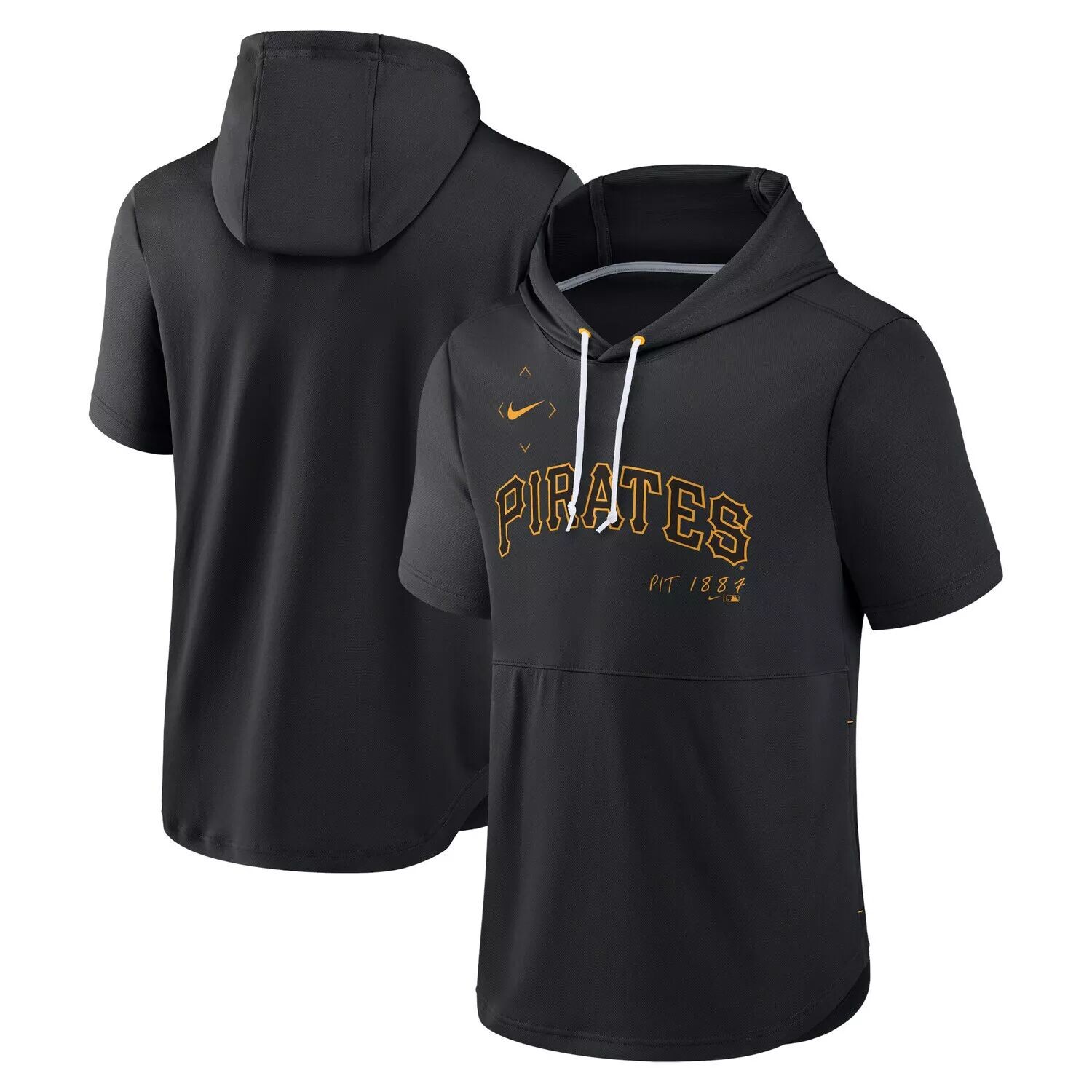 

Мужской черный пуловер с капюшоном Nike Pittsburgh Pirates Springer Team с короткими рукавами