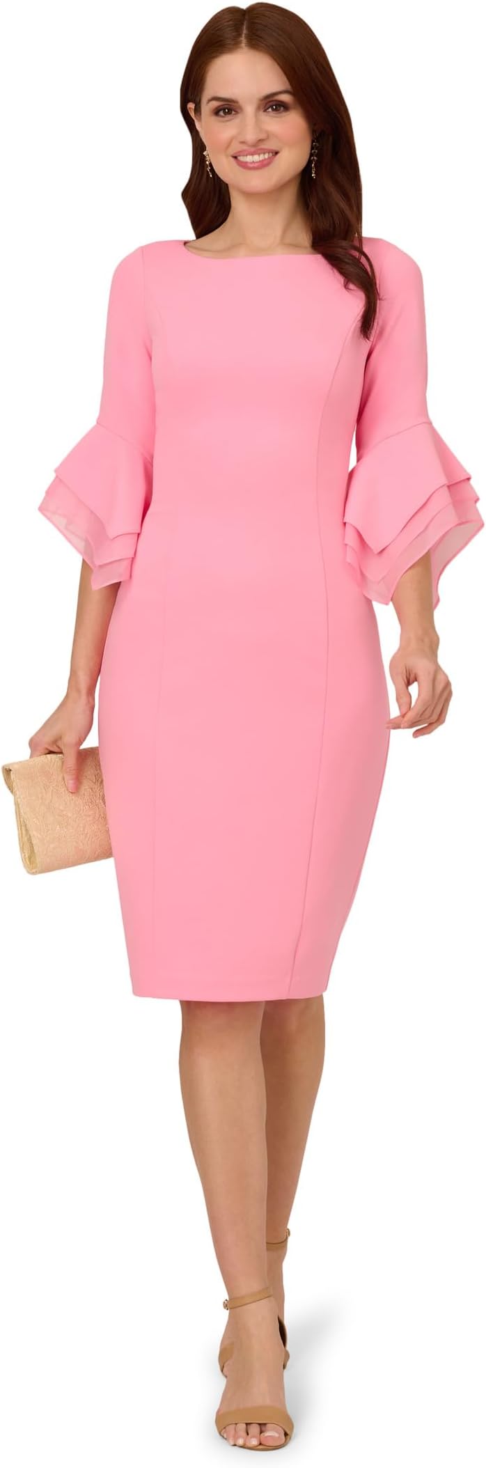 

Платье Adrianna Papell Knit Crepe Tiered Sleeve Dress, Cherry Blossom