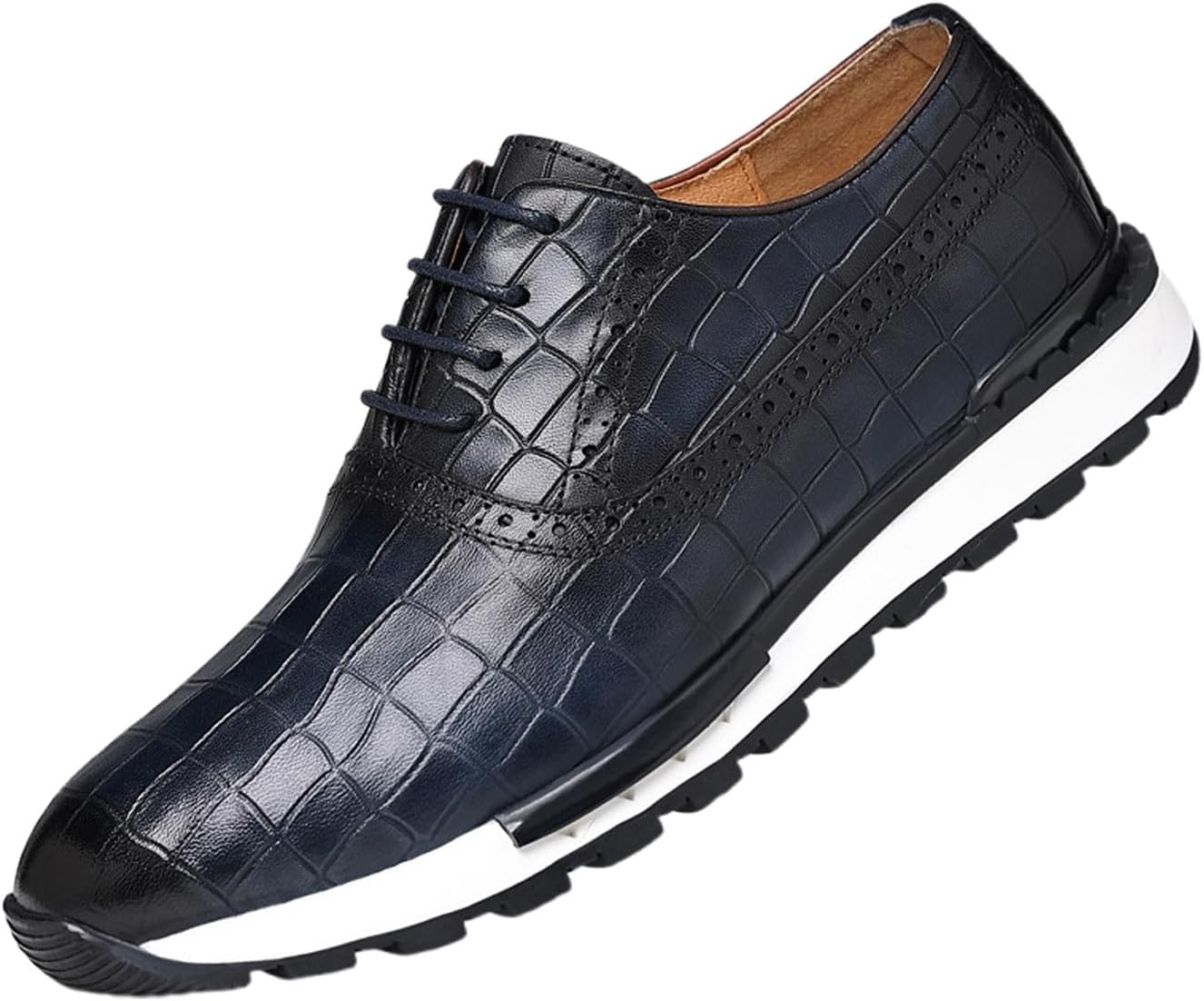 

Мужские повседневные кроссовки Santimon - кожаные оксфорды для бизнеса и прогулок, Дышащие, комфортные, легкие модные кроссовки для мужчин, темно-синий