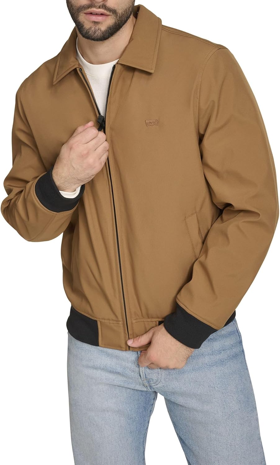 

Мужская легкая куртка-бомбер Levi's из мягкой ткани софтшелл Varsity Rib Knit, Worker Brown