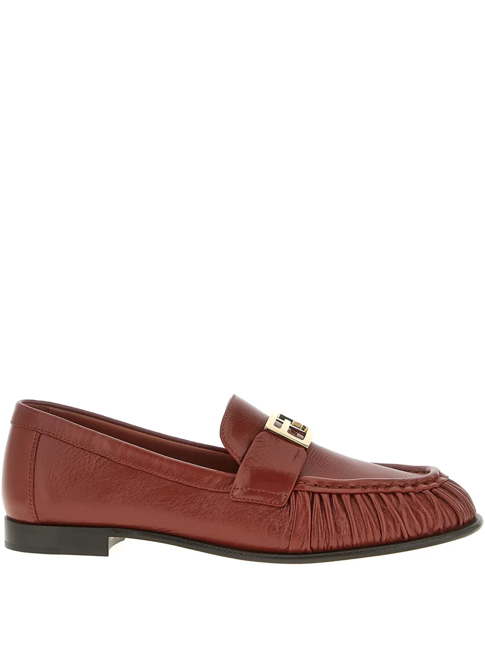 Лоферы-багеты с изогнутым металлическим декором Fendi, коричневый