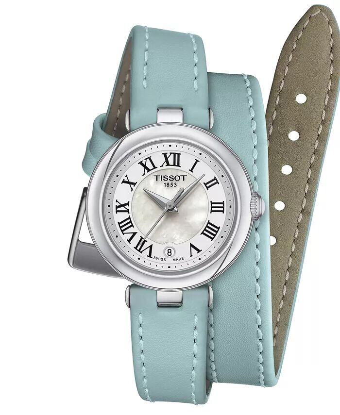

Женские швейцарские часы Bellissima с синим кожаным ремешком, 26 мм Tissot
