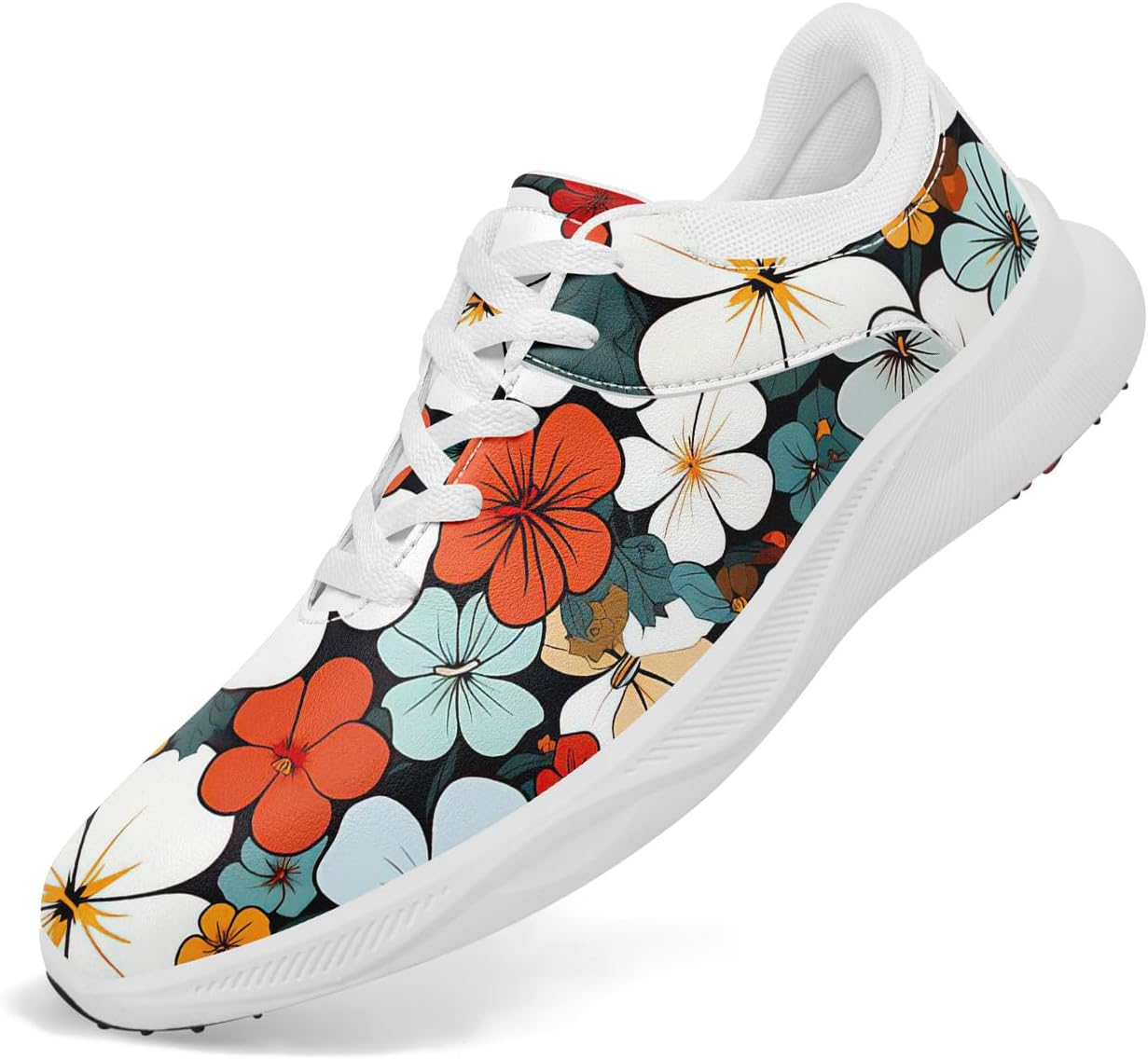 

Женские гольф-туфли без шипов, водонепроницаемые, с цветочным принтом, легкие кроссовки для гольфа, удобные спортивные туфли для ходьбы с противоскользящей вентиляцией подошвы Awsole, красный