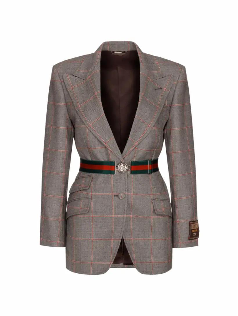 

Однобортный жакет в клетку Gucci, черный