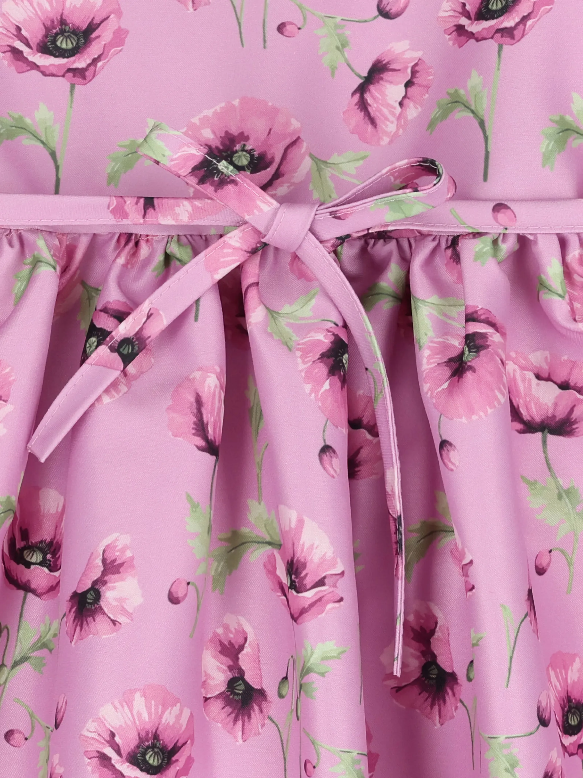 Платье с поясом и цветочным узором Mama Luma Kids, розовый — фото 3