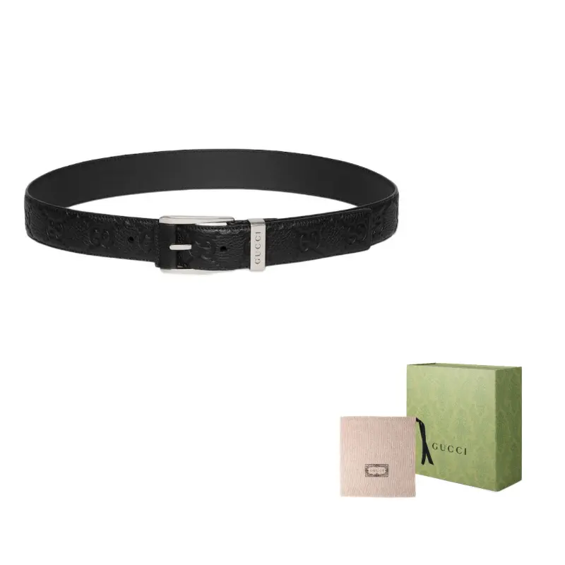 

GUCCI Кожаный мужской ремень черный шириной 3.5 см, Black