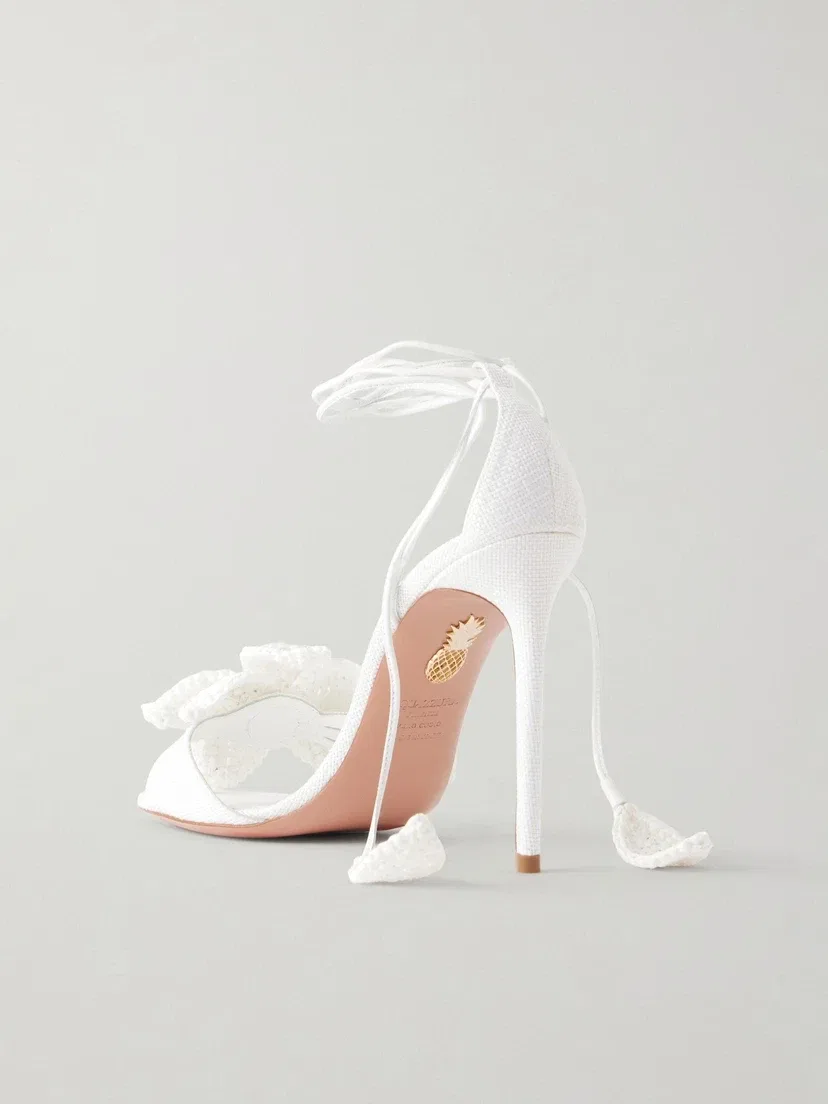 Босоножки Calypso 105 из рафии Aquazzura, белый — фото 3