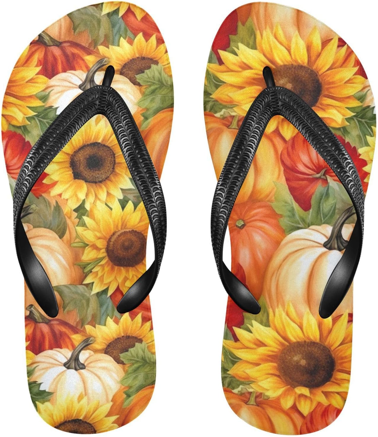 

Женские и мужские шлепанцы SPRIPORT Pumpkin Sunflower Slim с удобной подошвой, мягкими стельками и противоскользящей резиновой подошвой, для ванной, душа, прогулок, пляжа летом, Multicoloured