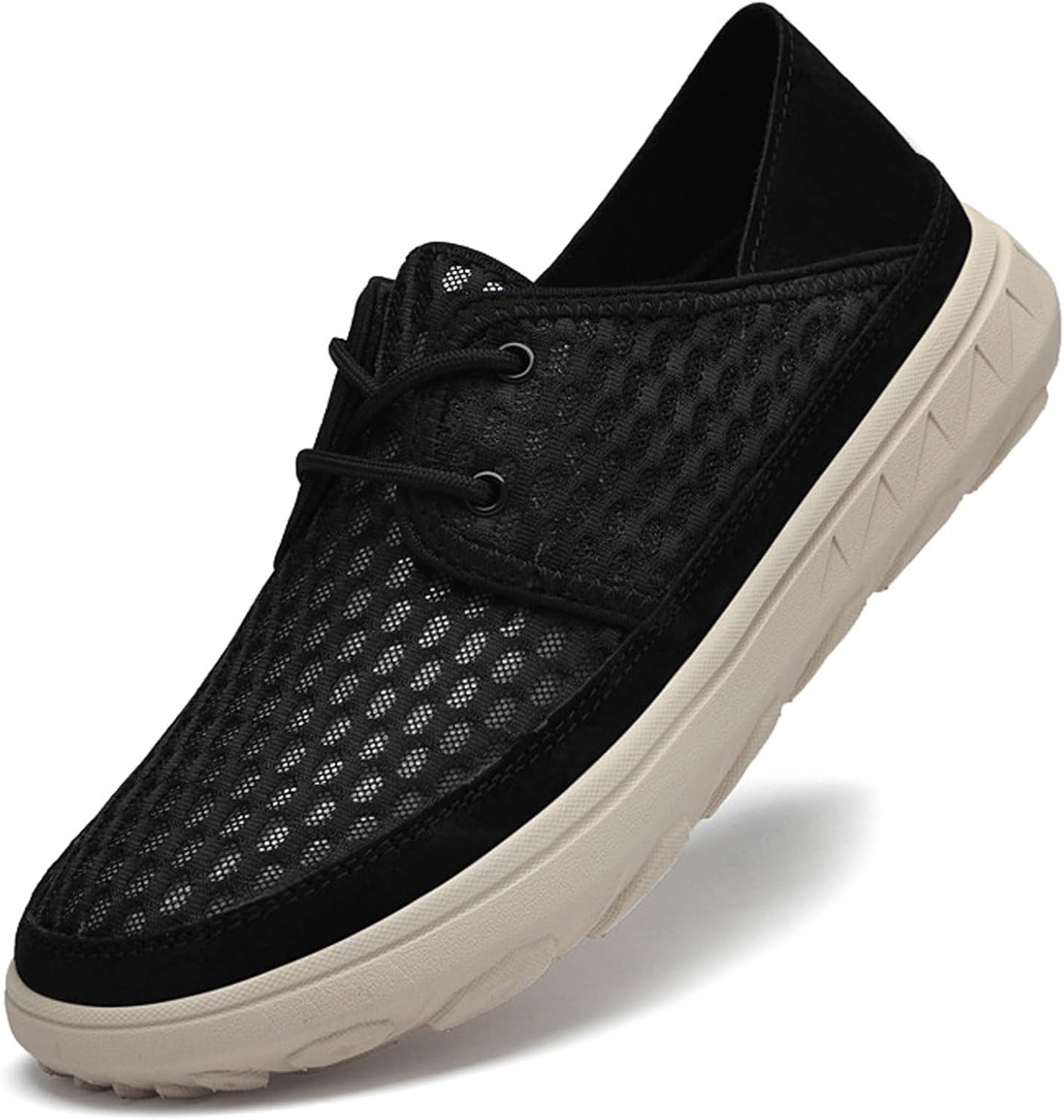 

Мужские дышащие лоферы на платформе WYUETRA с сеткой, легкие, удобные, с нескользящей подошвой, шнуровкой и без застежки, повседневные кроссовки для прогулок, модная обувь для улицы и вождения, черный