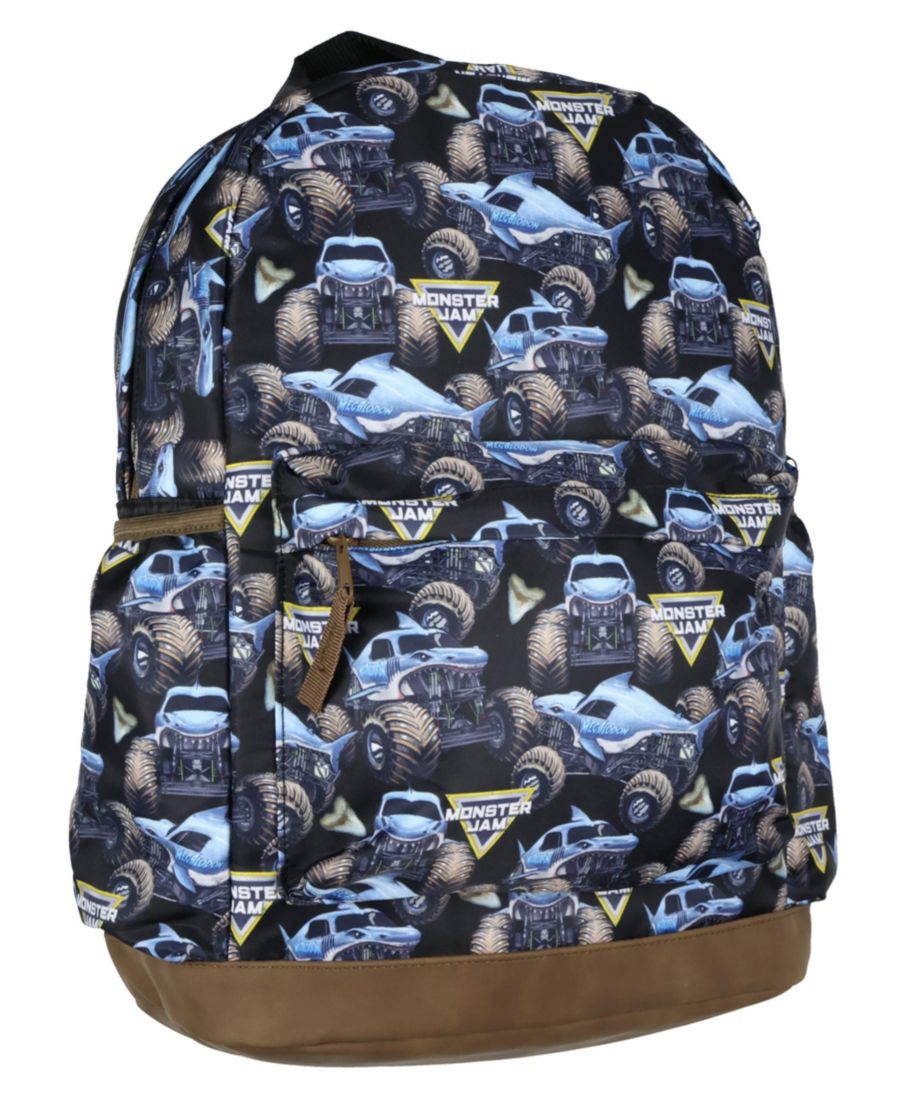 

Рюкзак с принтом по всей поверхности в виде грузовика с изображением мегалодона, школьная сумка для книг Monster Jam, Black