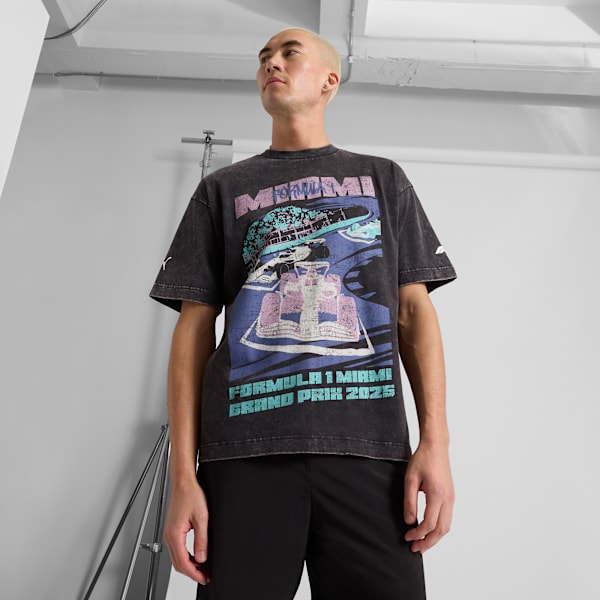 

Мужская футболка с графикой на тему автоспорта Formula 1 Miami Puma, черный